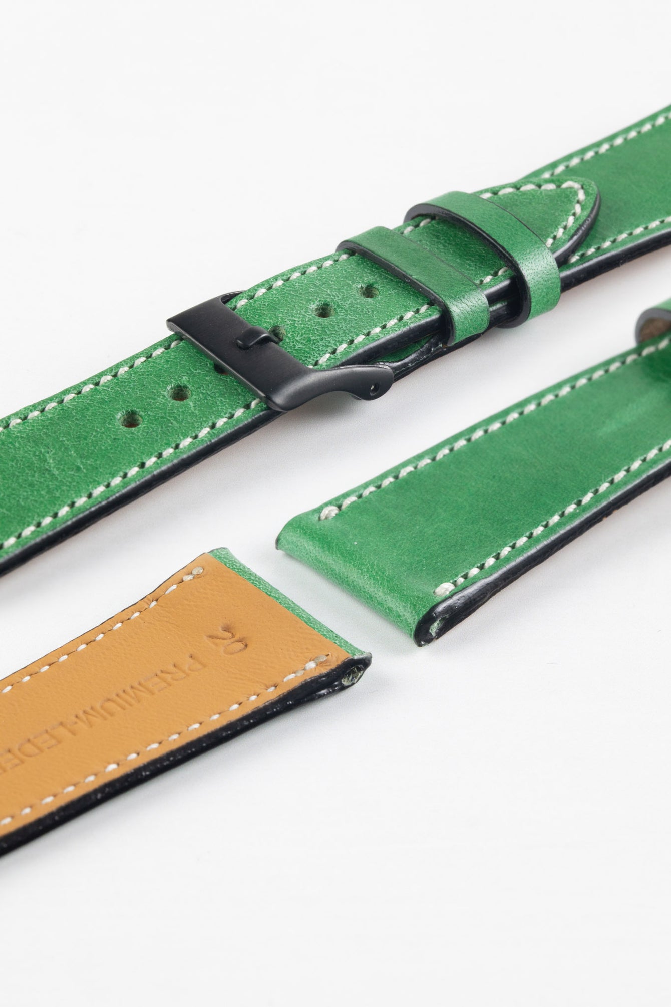 Pebro VIBRANT Genuine Leather Watch Strap in SHAMROCK GREEN
