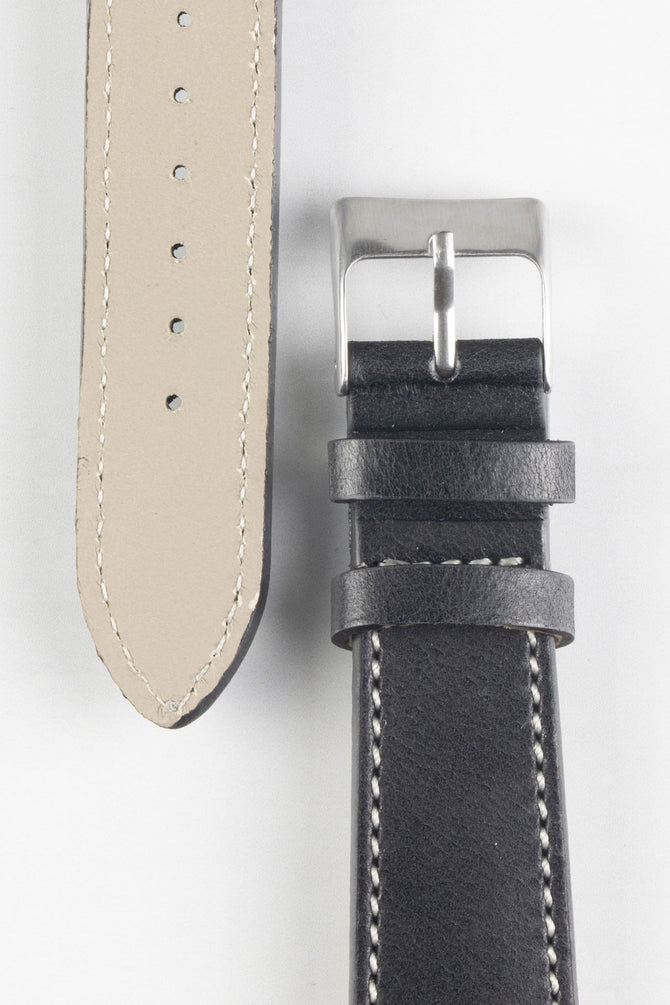 Pebro VINTAGE Leather Watch Strap in BLACK