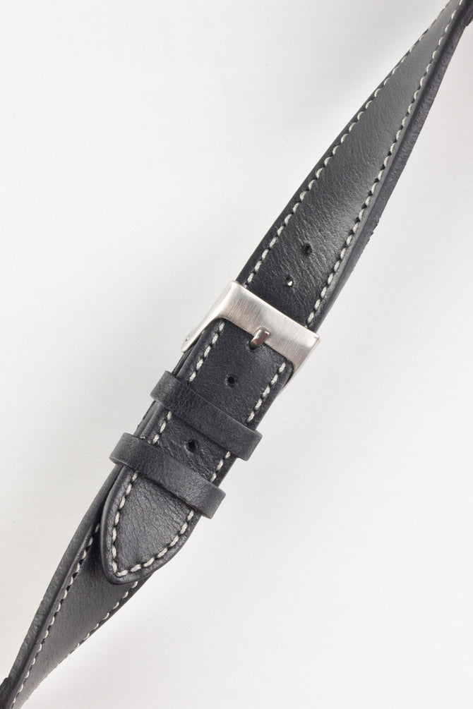 Pebro VINTAGE Leather Watch Strap in BLACK