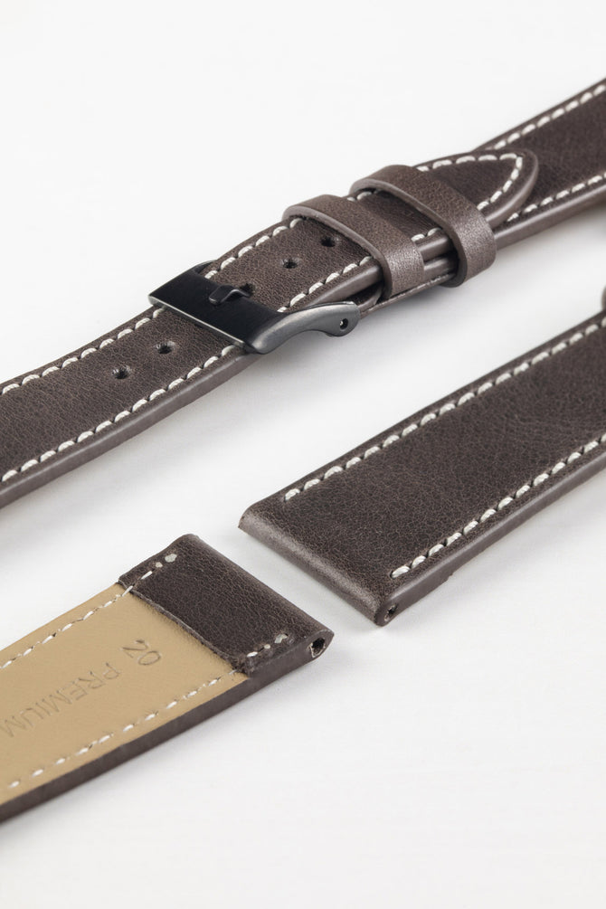 Pebro VINTAGE Leather Watch Strap in DARK BROWN