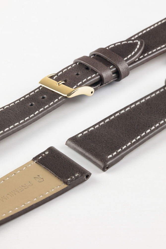 Pebro VINTAGE Leather Watch Strap in DARK BROWN