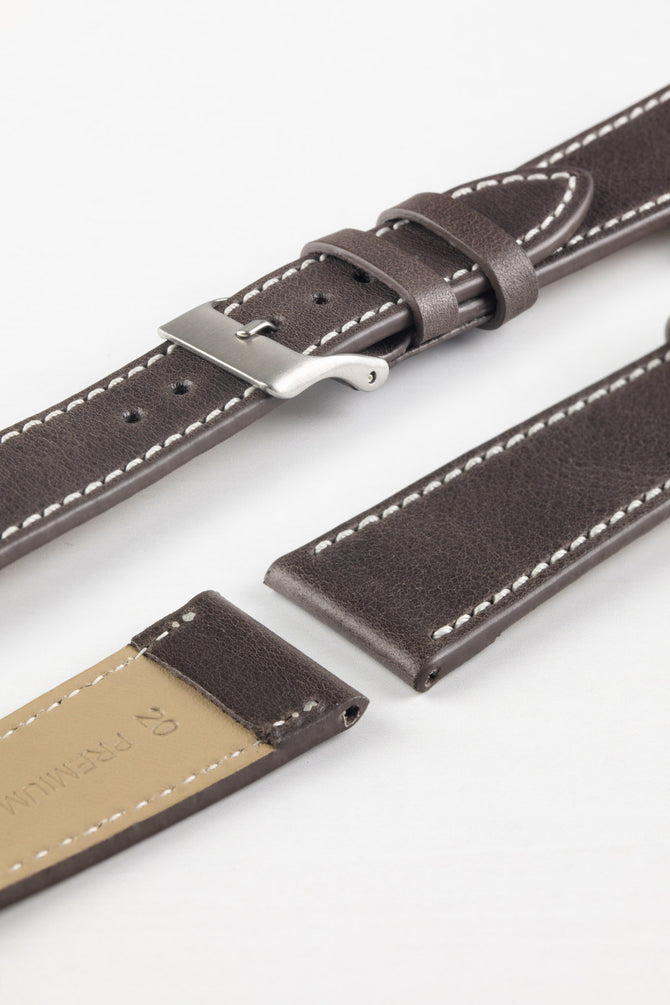 Pebro VINTAGE Leather Watch Strap in DARK BROWN