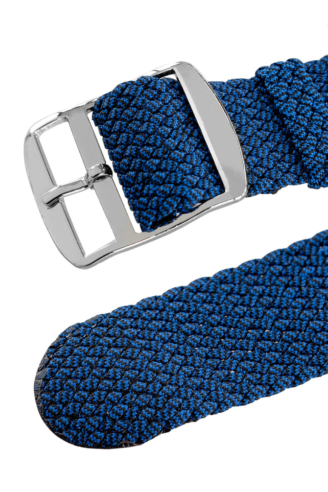 MELANGE PERLON Braided Watch Strap & Buckle in DEEP BLUE
