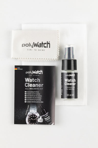 POLYWATCH Watch Cleaner Set (Spray Bottle, Microfibre Cloth, Polishing Cloth)