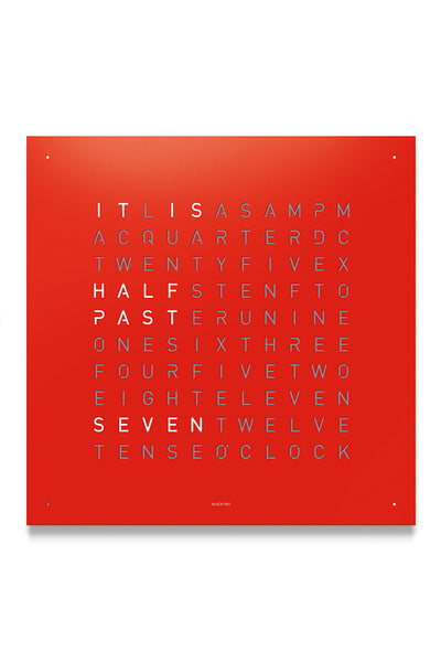 QLOCKTWO Wall Clock with RED PEPPER Stainless Steel Faceplate