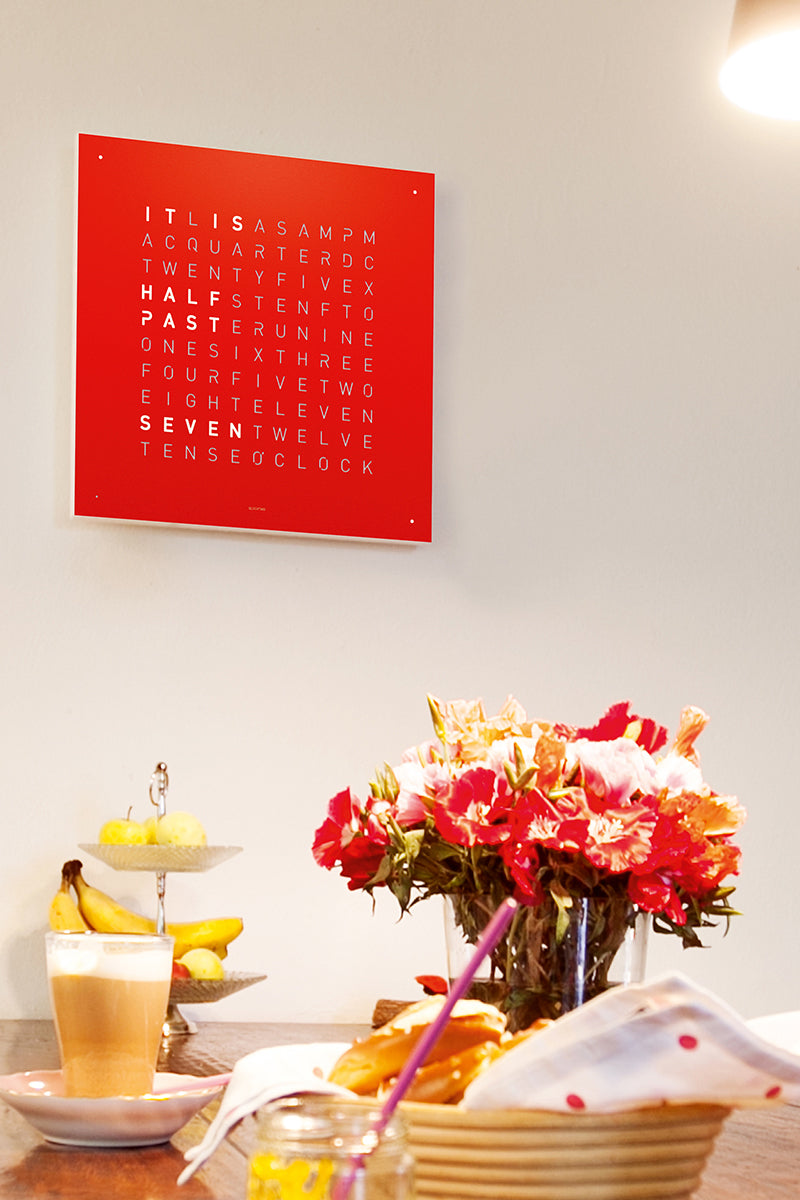 QLOCKTWO Wall Clock with RED PEPPER Stainless Steel Faceplate