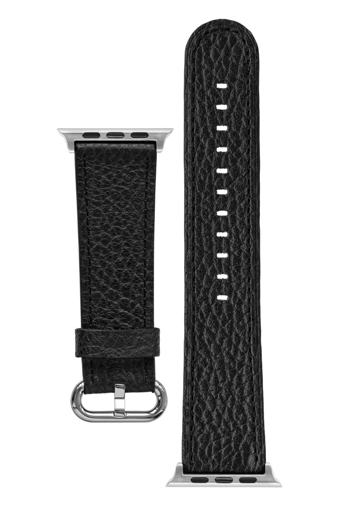 RIOS1931 CONNECT Buffalo Leather Watch Strap for 42 / 44 / 45mm / Ultra Apple Watch in BLACK