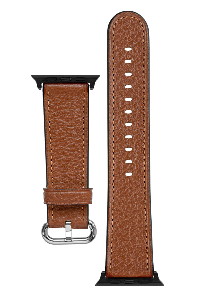 RIOS1931 CONNECT Buffalo Leather Watch Strap for 42 / 44 / 45mm / Ultra Apple Watch in COGNAC