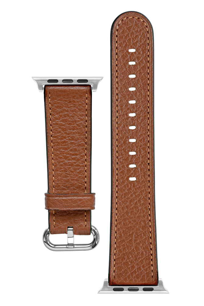 RIOS1931 CONNECT Buffalo Leather Watch Strap for 42 / 44 / 45mm / Ultra Apple Watch in COGNAC