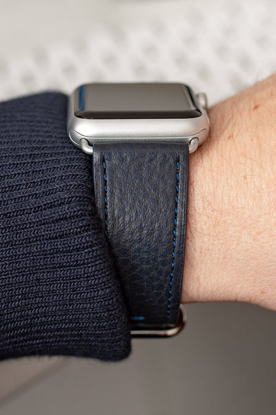 ocean blue leather apple watch strap