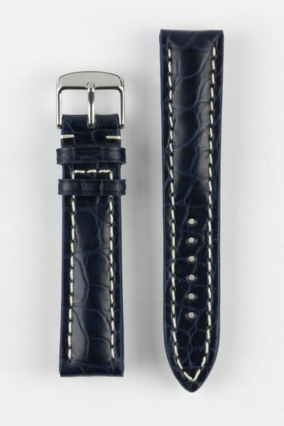 RIOS1931 AMBASSADOR Genuine Alligator Flank Padded Watch Strap in OCEAN BLUE