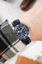 RIOS1931 AMBASSADOR Genuine Alligator Flank Padded Watch Strap in OCEAN BLUE