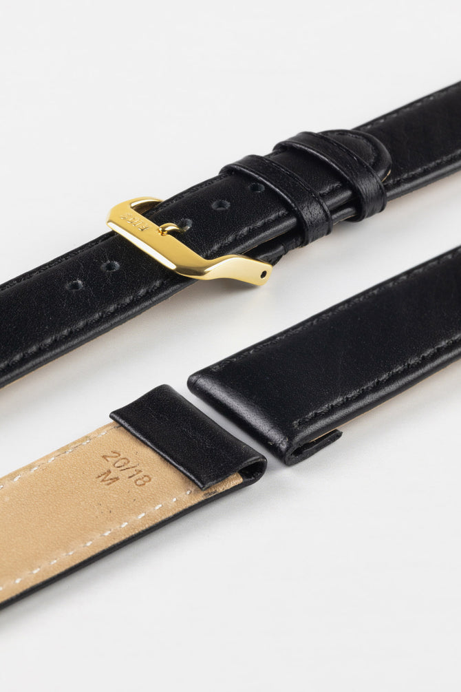 RIOS1931 ARIZONA Genuine Saddle Leather Hook-On Watch Strap in BLACK