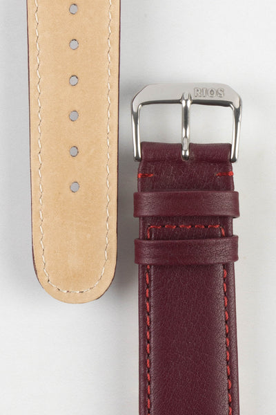 RIOS1931 ARIZONA Genuine Saddle Leather Hook-On Watch Strap in BURGUNDY