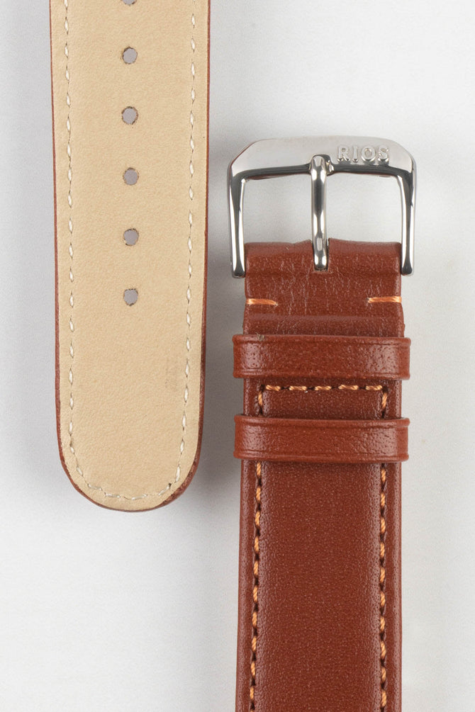 RIOS1931 ARIZONA Genuine Saddle Leather Hook-On Watch Strap in COGNAC