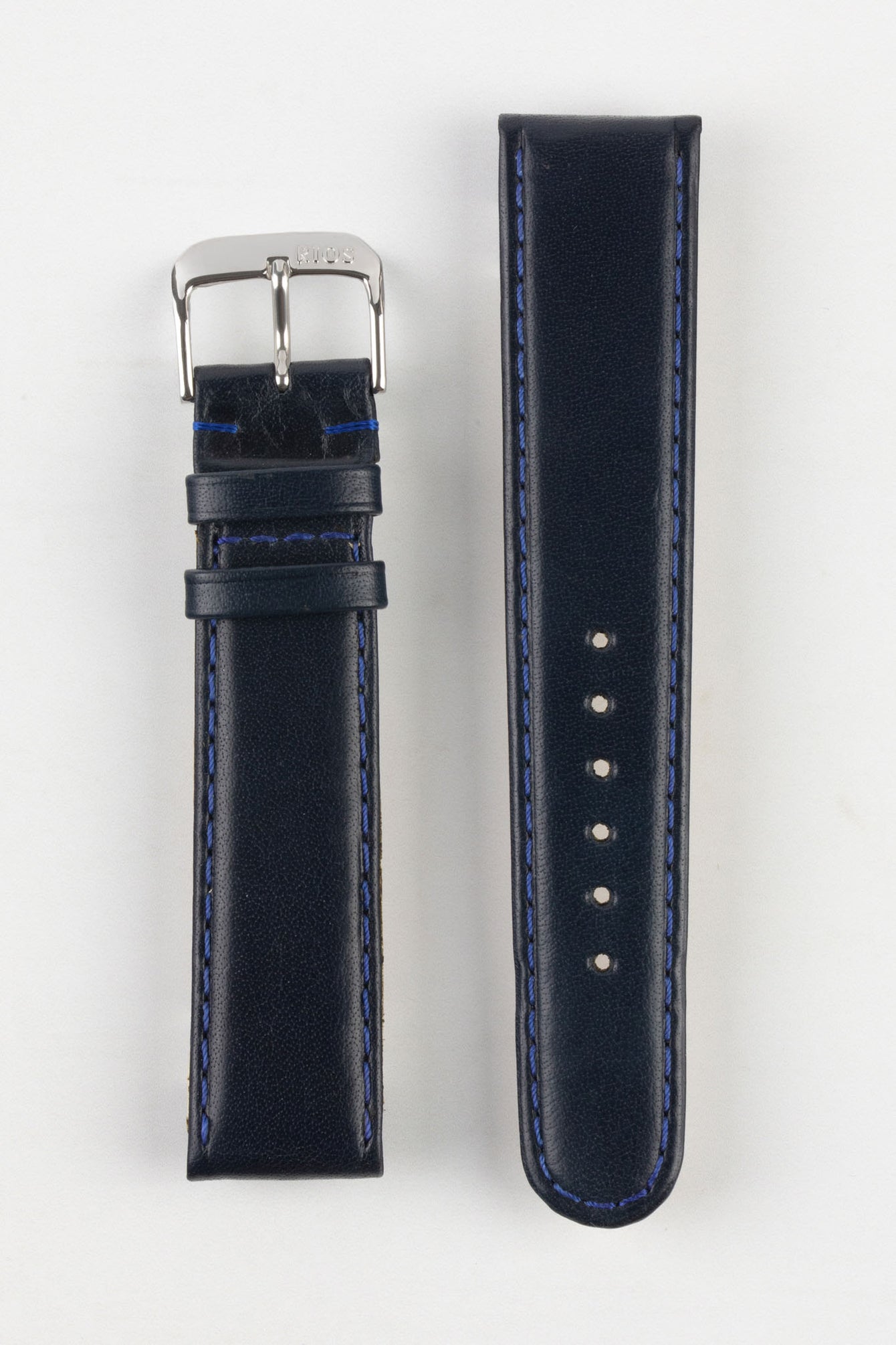 RIOS1931 ARIZONA Genuine Saddle Leather Hook-On Watch Strap in OCEAN BLUE