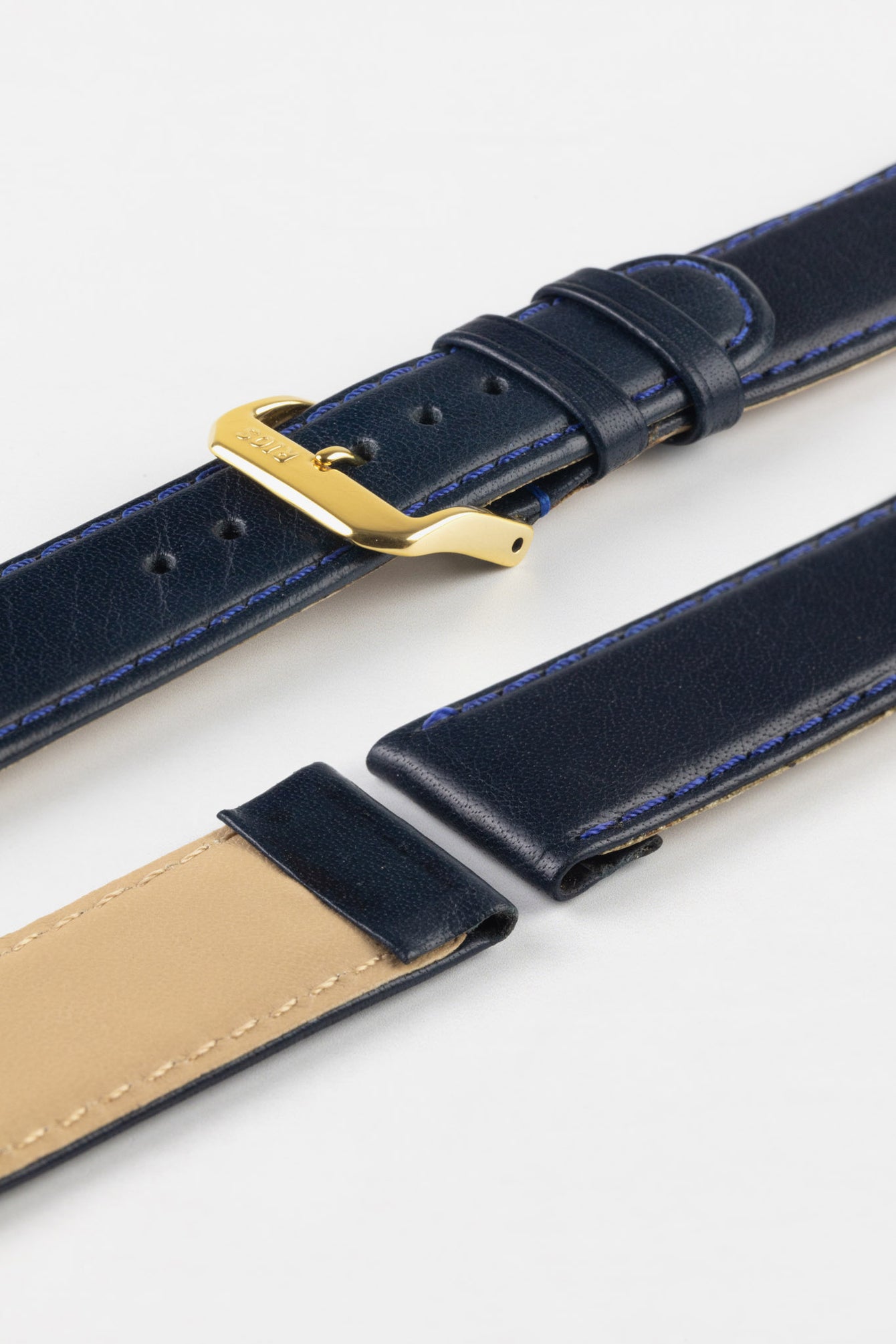 RIOS1931 ARIZONA Genuine Saddle Leather Hook-On Watch Strap in OCEAN BLUE