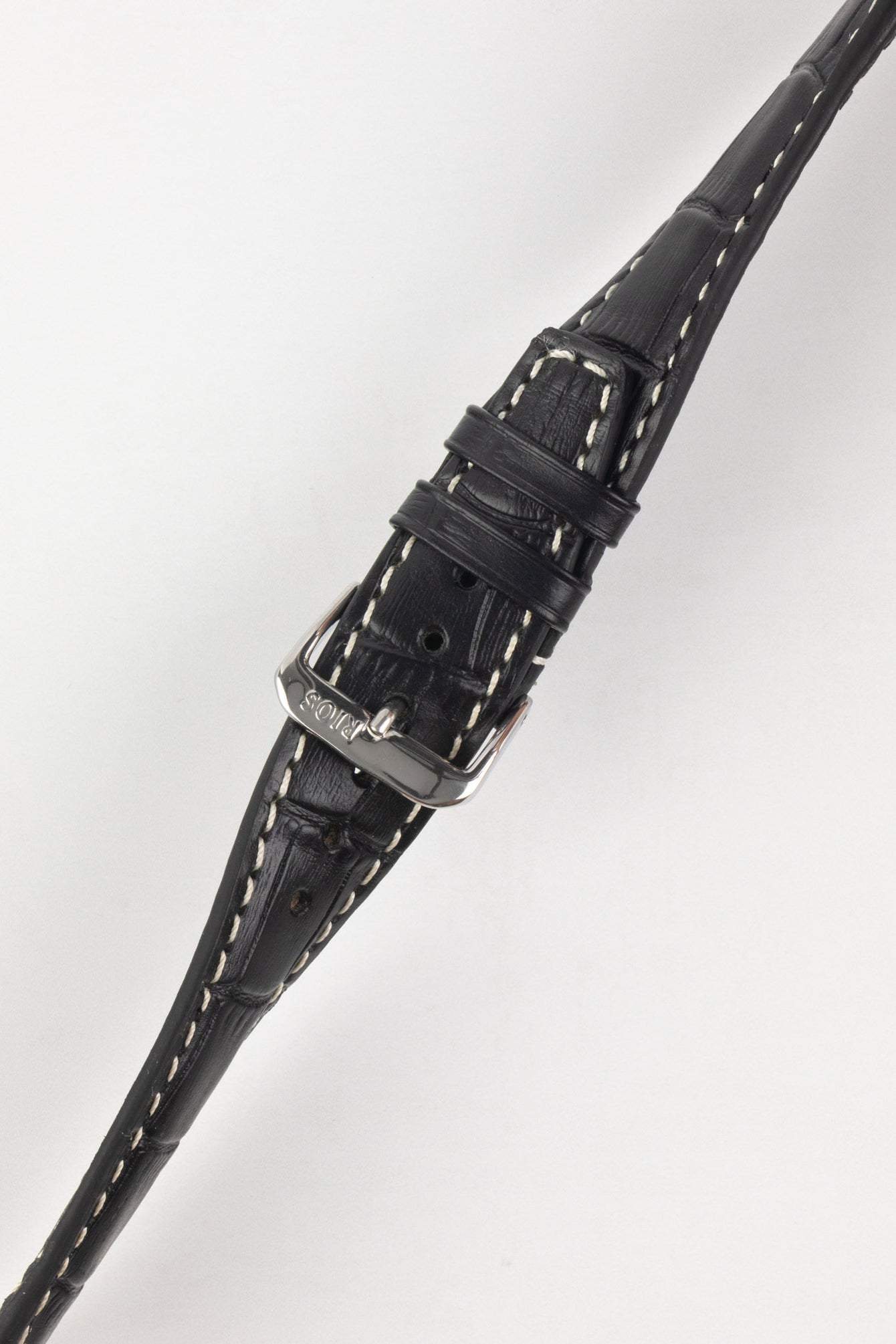RIOS1931 BOSTON Alligator-Embossed Leather Watch Strap in BLACK