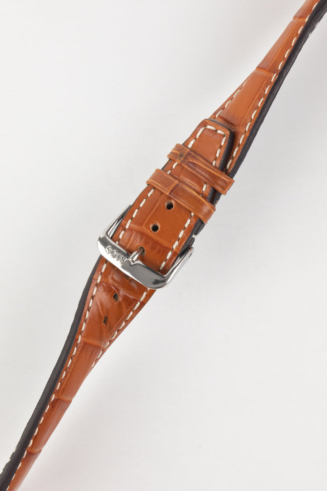 RIOS1931 BOSTON Alligator-Embossed Leather Watch Strap in COGNAC