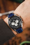 RIOS1931 BOSTON Alligator-Embossed Leather Watch Strap in NAVY BLUE