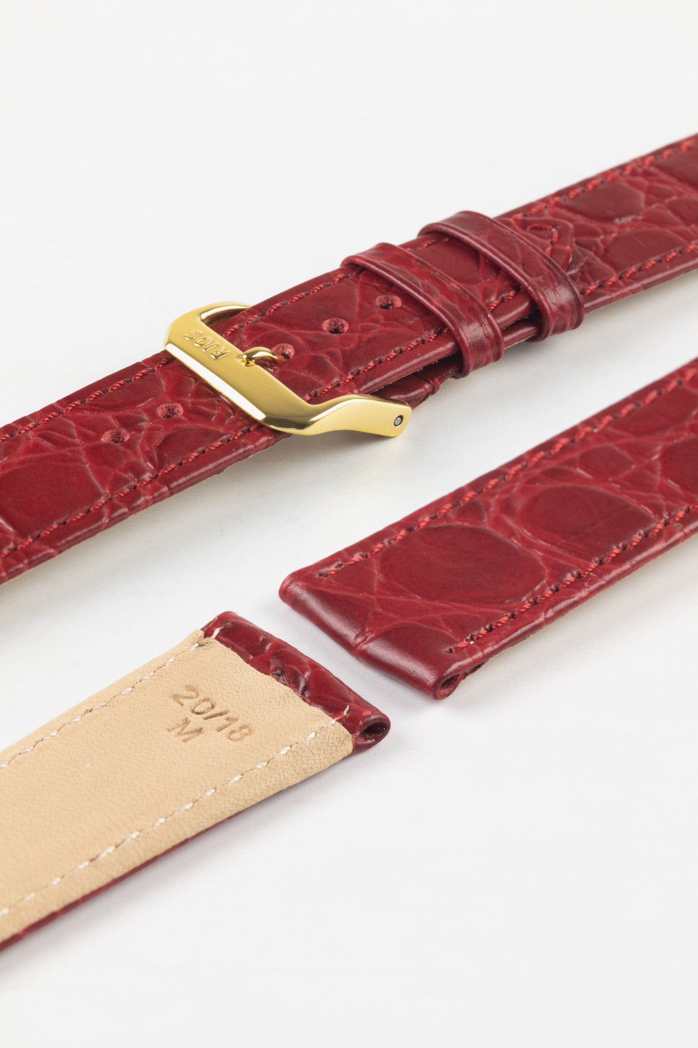 Crocodile Embossed Leather Watch Strap in BURGUNDY by RIOS Watch Obsession