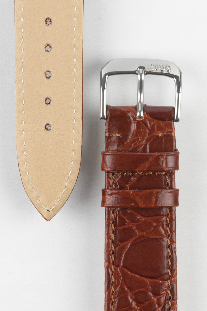Brown Crocodile Embossed Leather Watch Strap by RIOS – Watch Obsession 