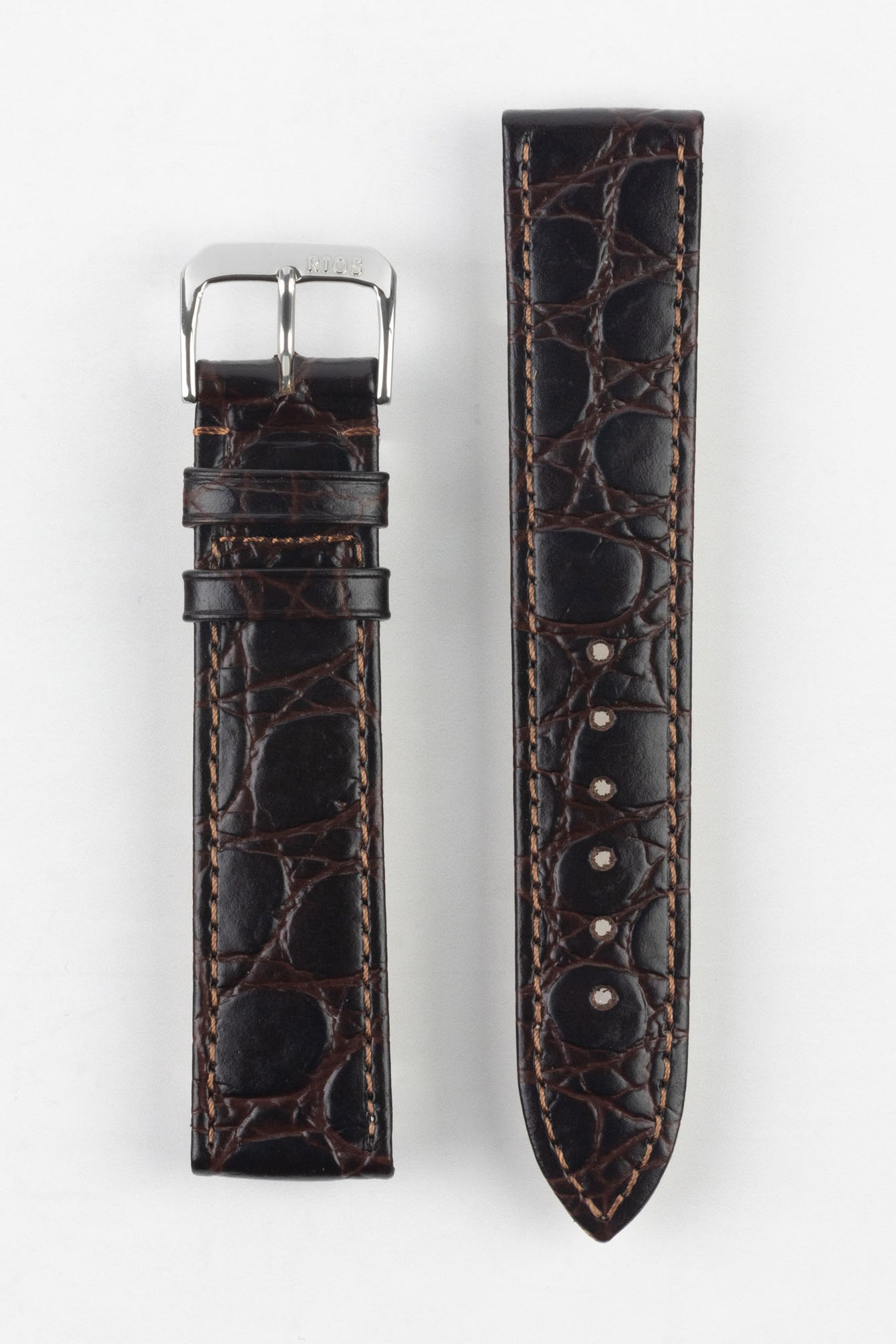 RIOS1931 BRAZIL Crocodile-Embossed Leather Watch Strap in MOCHA