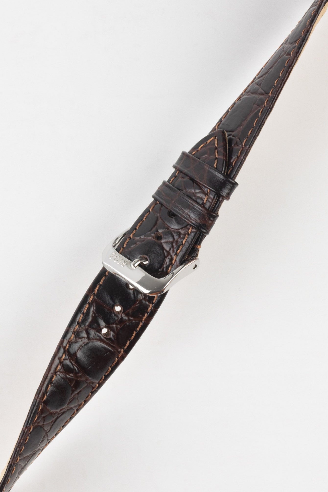 RIOS1931 BRAZIL Crocodile-Embossed Leather Watch Strap in MOCHA