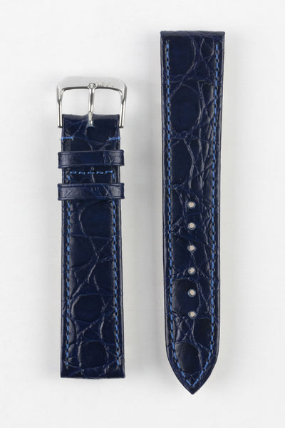 RIOS1931 BRAZIL Crocodile-Embossed Leather Watch Strap in OCEAN BLUE