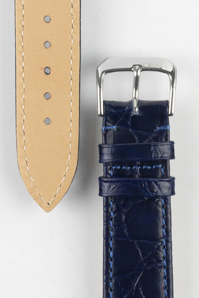RIOS1931 BRAZIL Crocodile-Embossed Leather Watch Strap in OCEAN BLUE