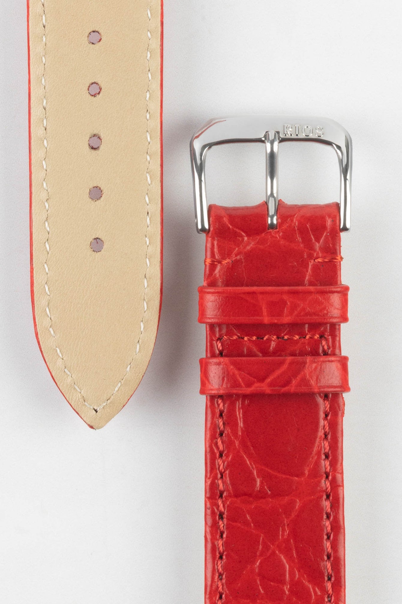 RIOS1931 BRAZIL Crocodile-Embossed Leather Watch Strap in RED