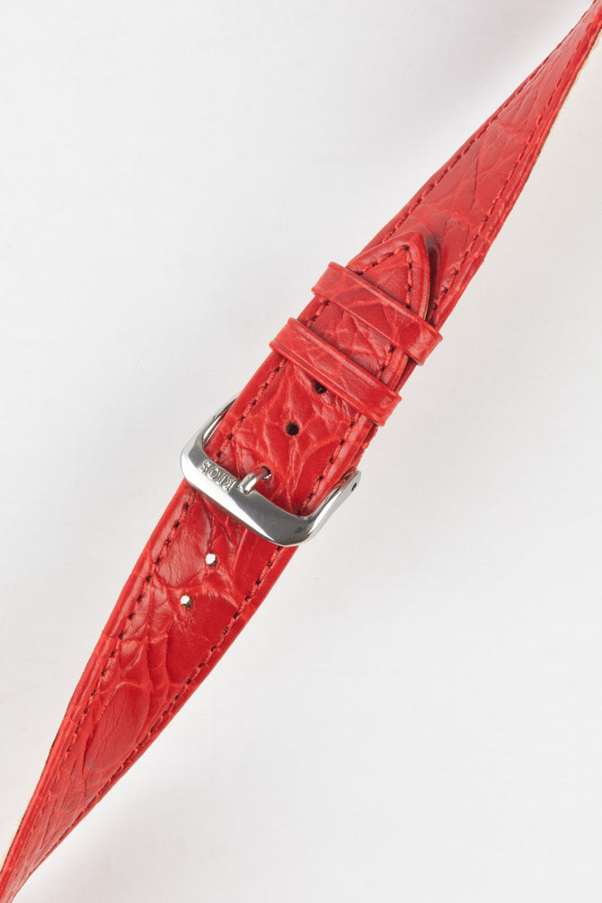 RIOS1931 BRAZIL Crocodile-Embossed Leather Watch Strap in RED