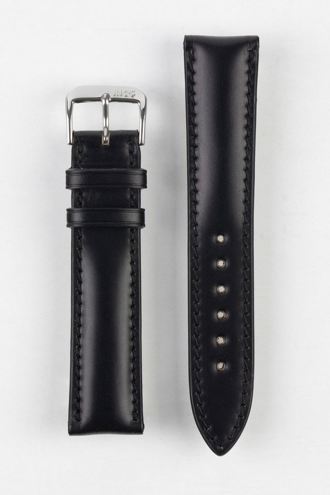 RIOS1931 CHICAGO Shell Cordovan Leather Watch Strap in BLACK