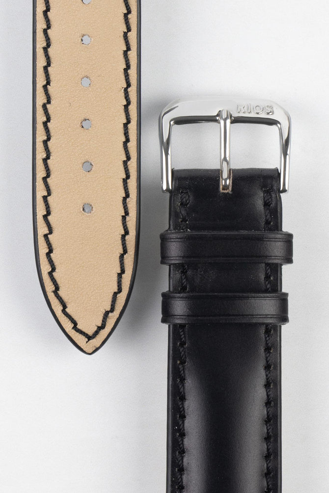 RIOS1931 CHICAGO Shell Cordovan Leather Watch Strap in BLACK