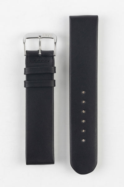RIOS1931 CLASSIC Low-Profile Leather Watch Strap in BLACK