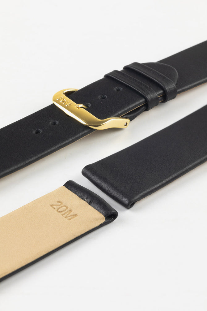 RIOS1931 CLASSIC Low-Profile Leather Watch Strap in BLACK