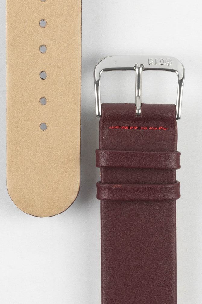 RIOS1931 CLASSIC Low-Profile Leather Watch Strap in BURGUNDY