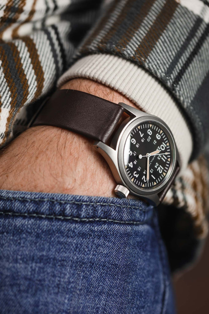 RIOS1931 CLASSIC Low-Profile Leather Watch Strap in MOCHA