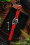 RIOS1931 CLASSIC Low-Profile Leather Watch Strap in RED