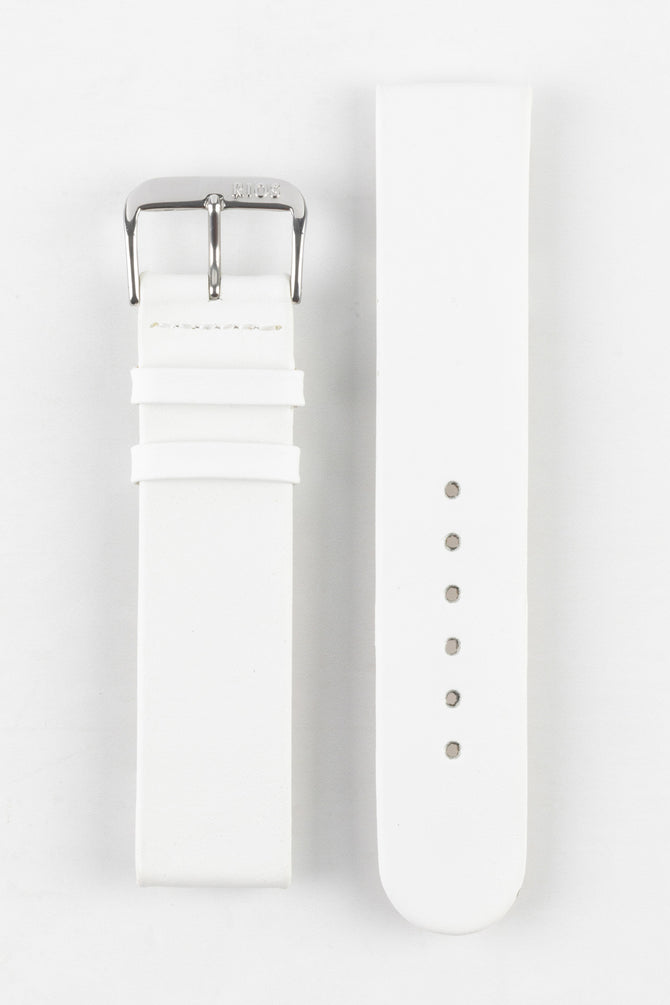 RIOS1931 CLASSIC Low-Profile Leather Watch Strap in WHITE