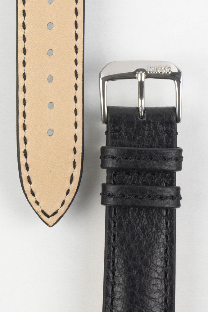 RIOS1931 COLORADO Genuine Buffalo Leather Watch Strap in BLACK