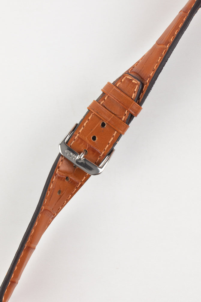 RIOS1931 DALLAS Alligator-Embossed Leather Watch Strap in COGNAC