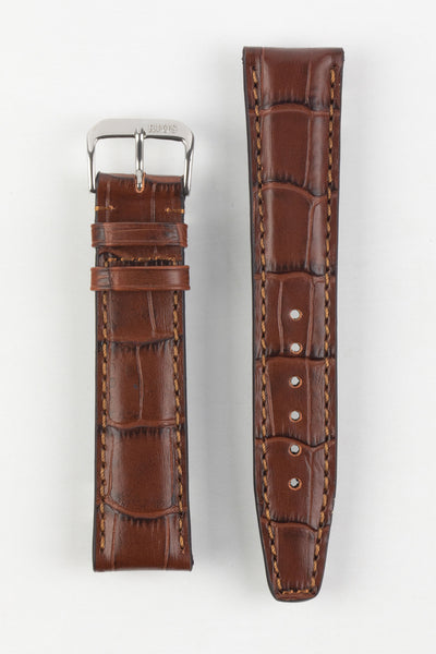 RIOS1931 DALLAS Alligator-Embossed Leather Watch Strap in MAHOGANY