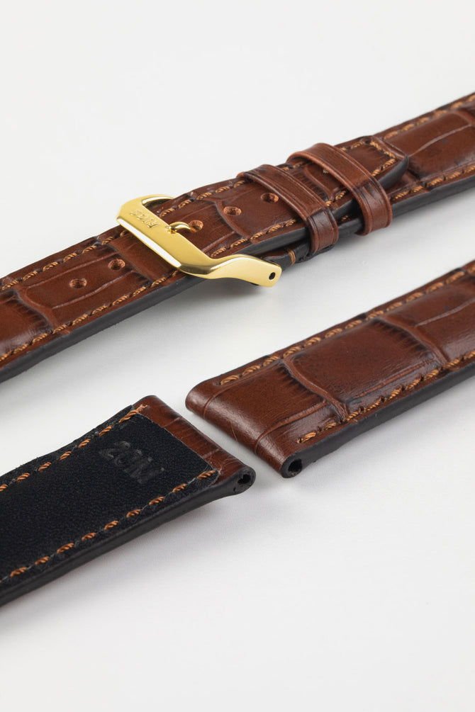 RIOS1931 DALLAS Alligator-Embossed Leather Watch Strap in MAHOGANY