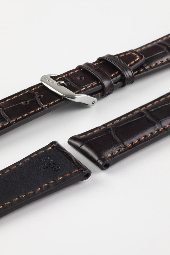 RIOS1931 DALLAS Alligator-Embossed Leather Watch Strap in MOCHA