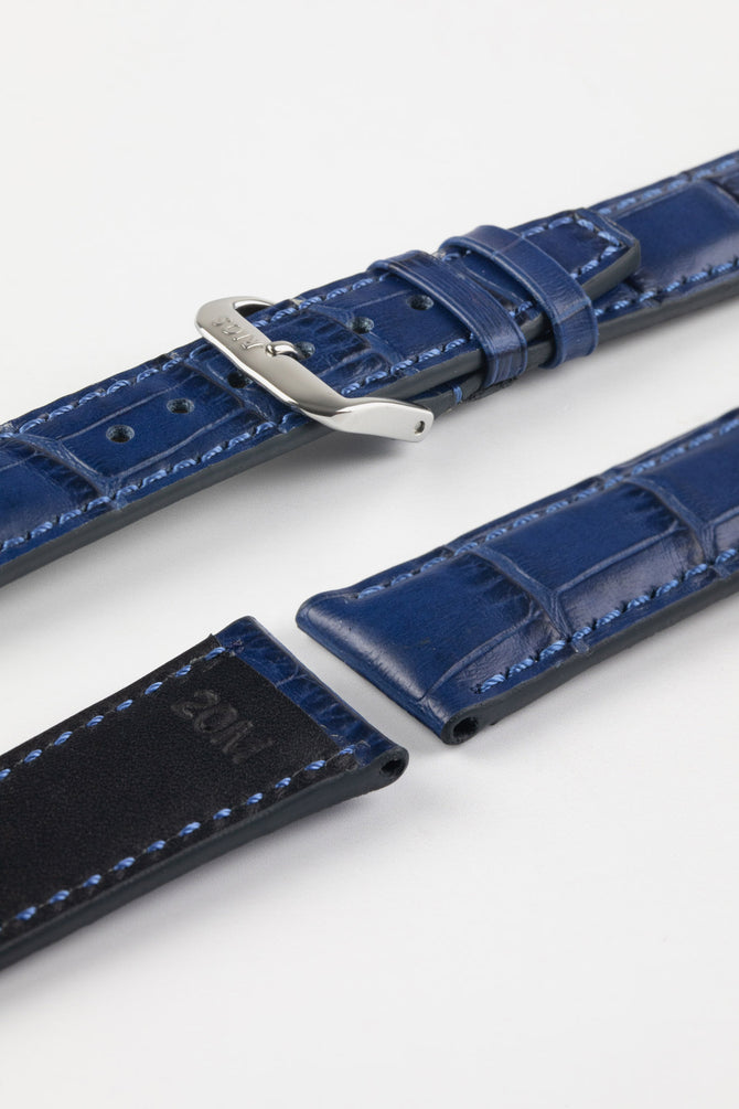 RIOS1931 DALLAS Alligator-Embossed Leather Watch Strap in NAVY BLUE