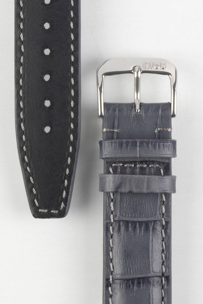 RIOS1931 DALLAS Alligator-Embossed Leather Watch Strap in STONE GREY