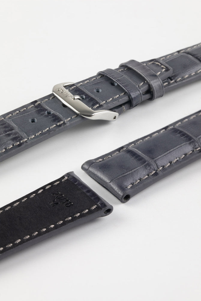 RIOS1931 DALLAS Alligator-Embossed Leather Watch Strap in STONE GREY