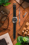 RIOS1931 DEEP SEA Hydrophobic Leather Watch Strap in BLACK