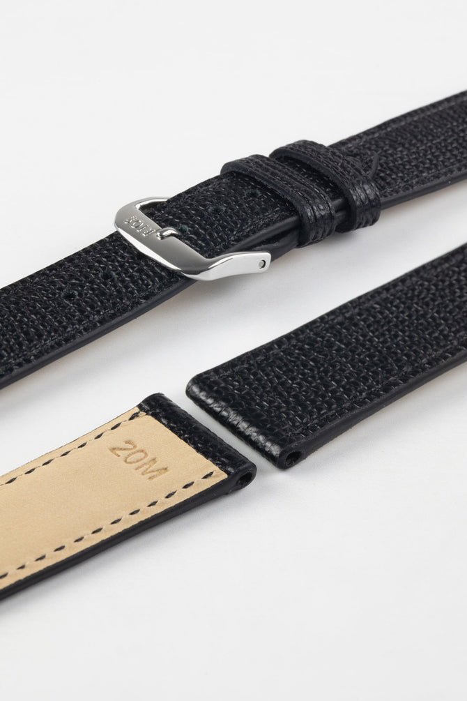 RIOS1931 FRENCH Leather Watch Strap in BLACK